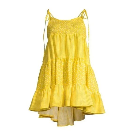 Solid & Striped The Parker Dress in Ditsy Floral Yellow Womens Medium - Picture 1 of 14
